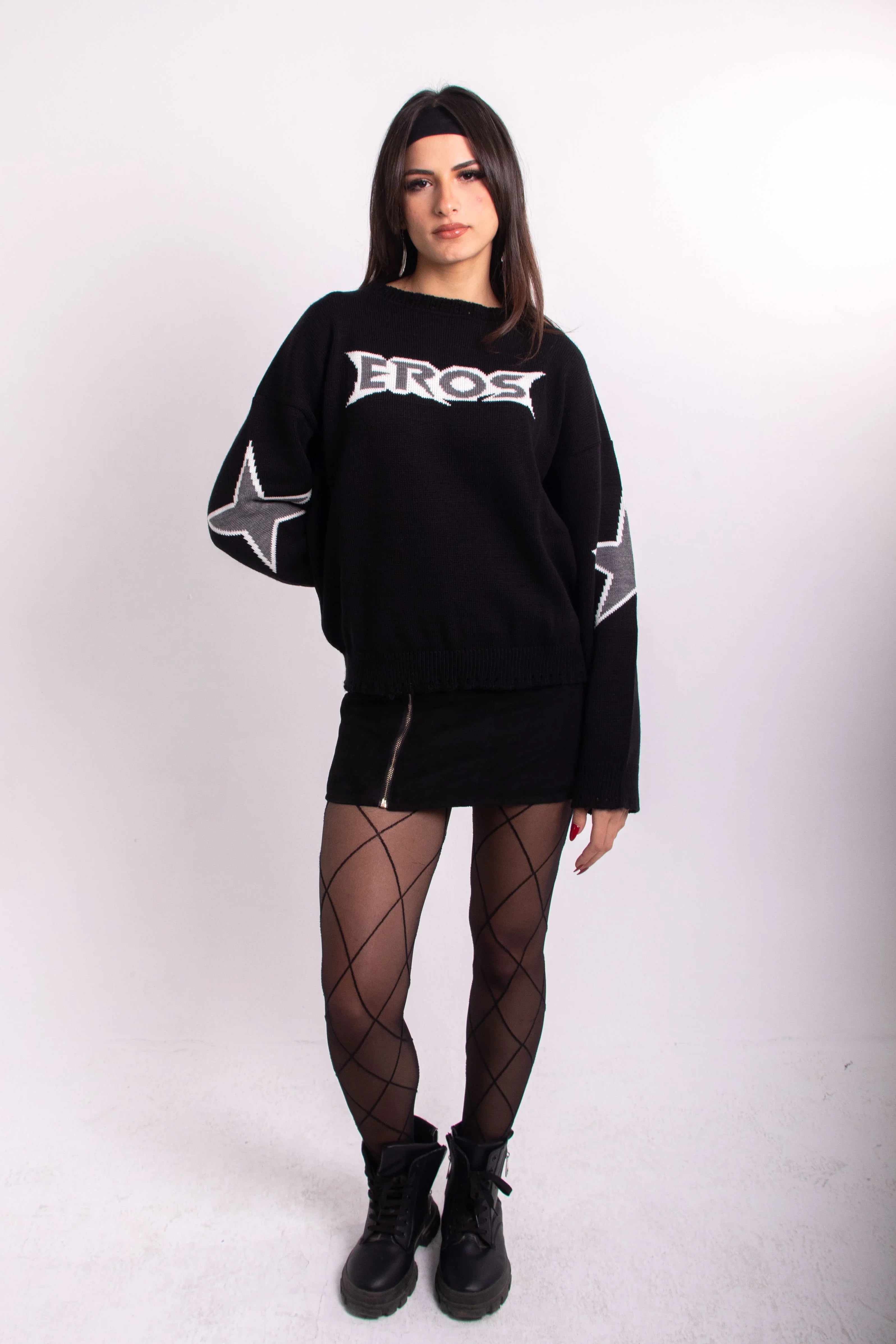 Eros Black Knit Crewneck