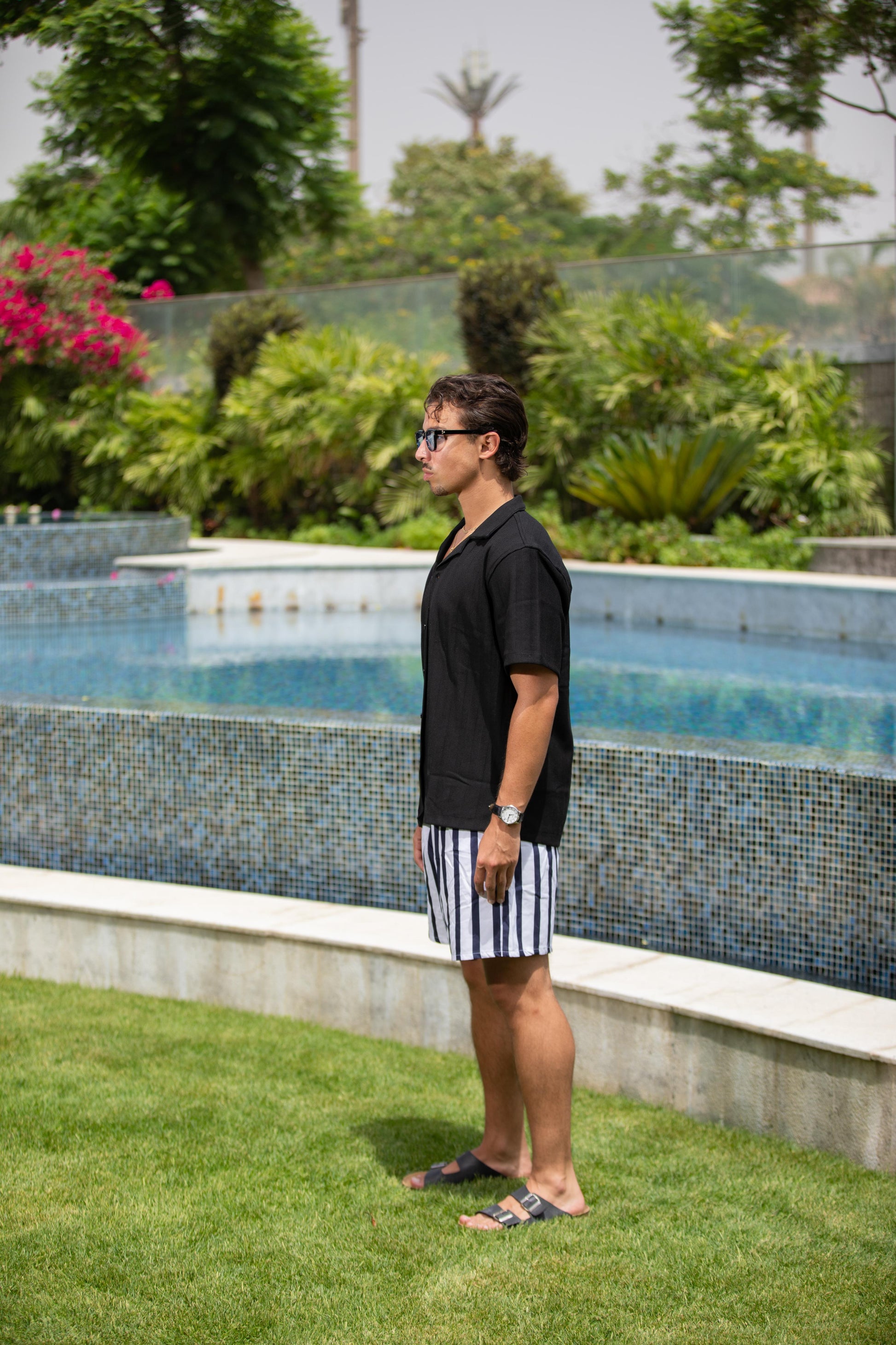Black Knitted Striped Shirt