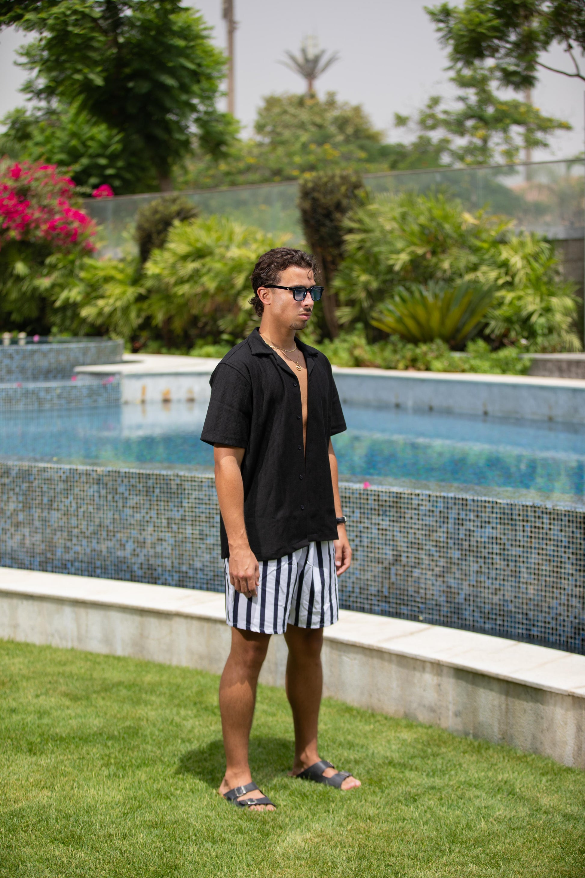 Black Knitted Striped Shirt