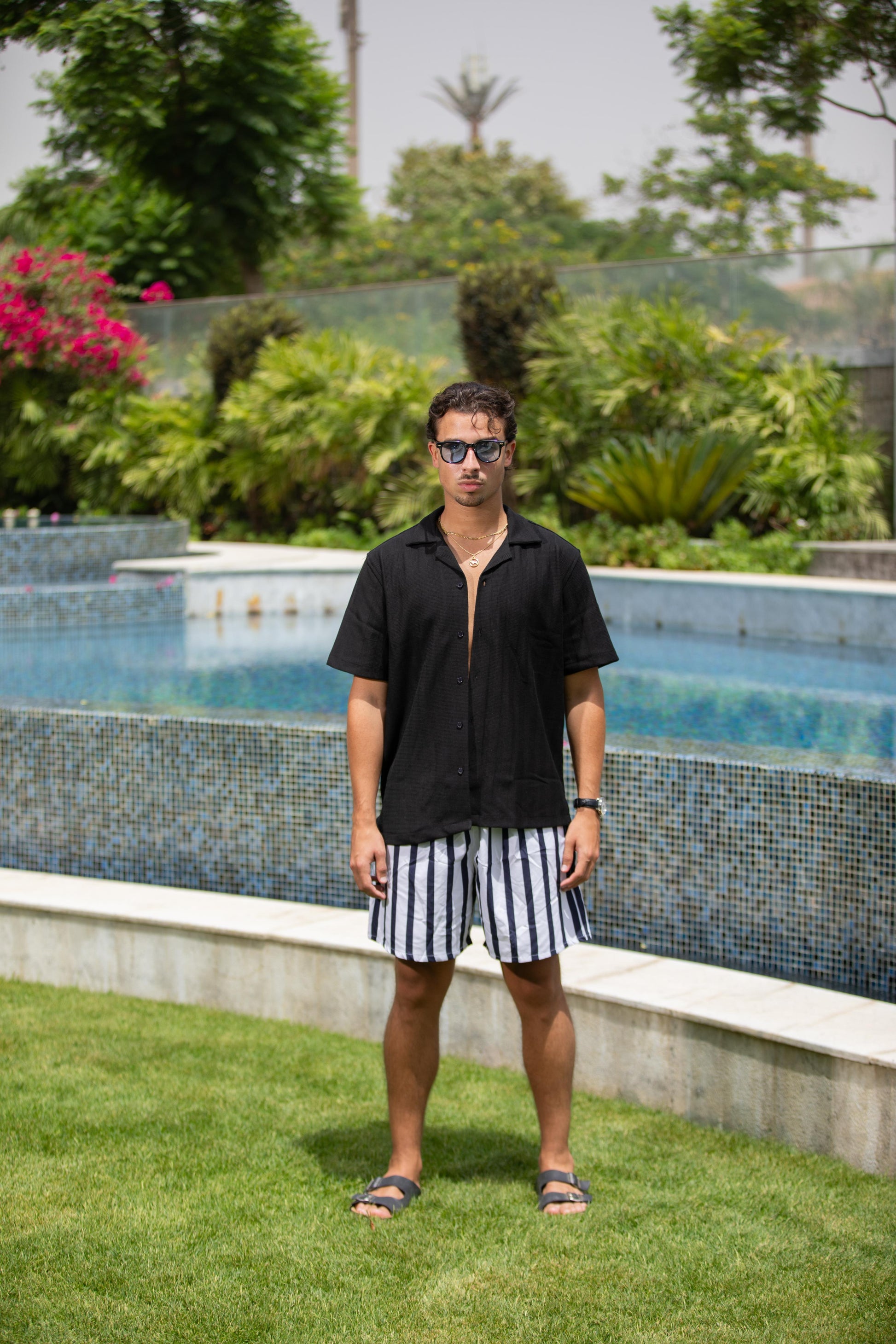 Black Knitted Striped Shirt