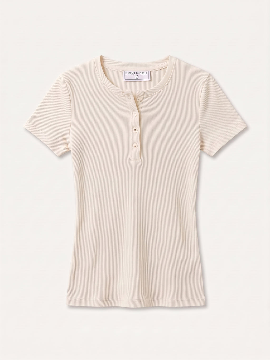 Ribbed Henley Shortsleeve Top White