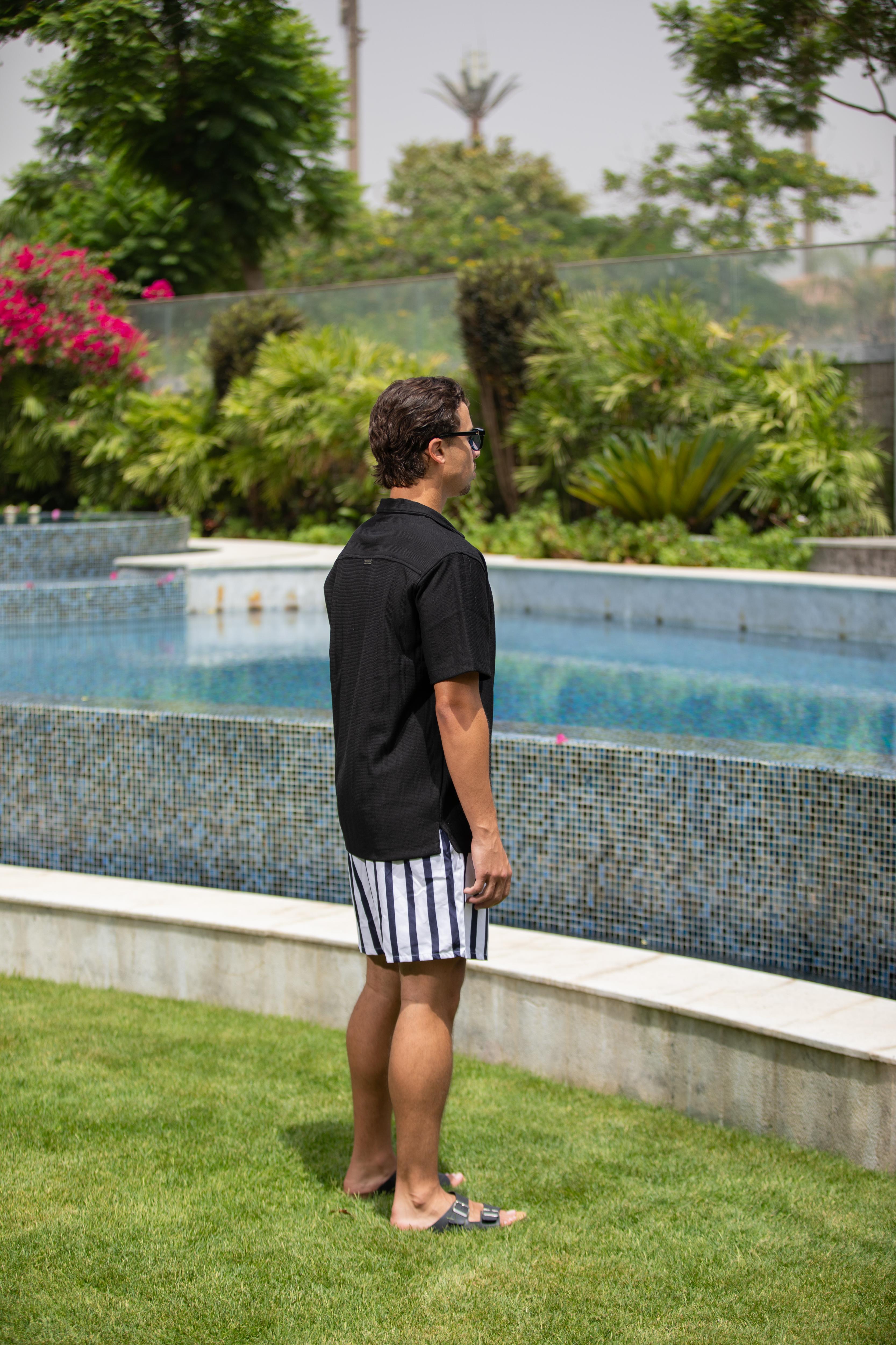 Black Knitted Striped Shirt