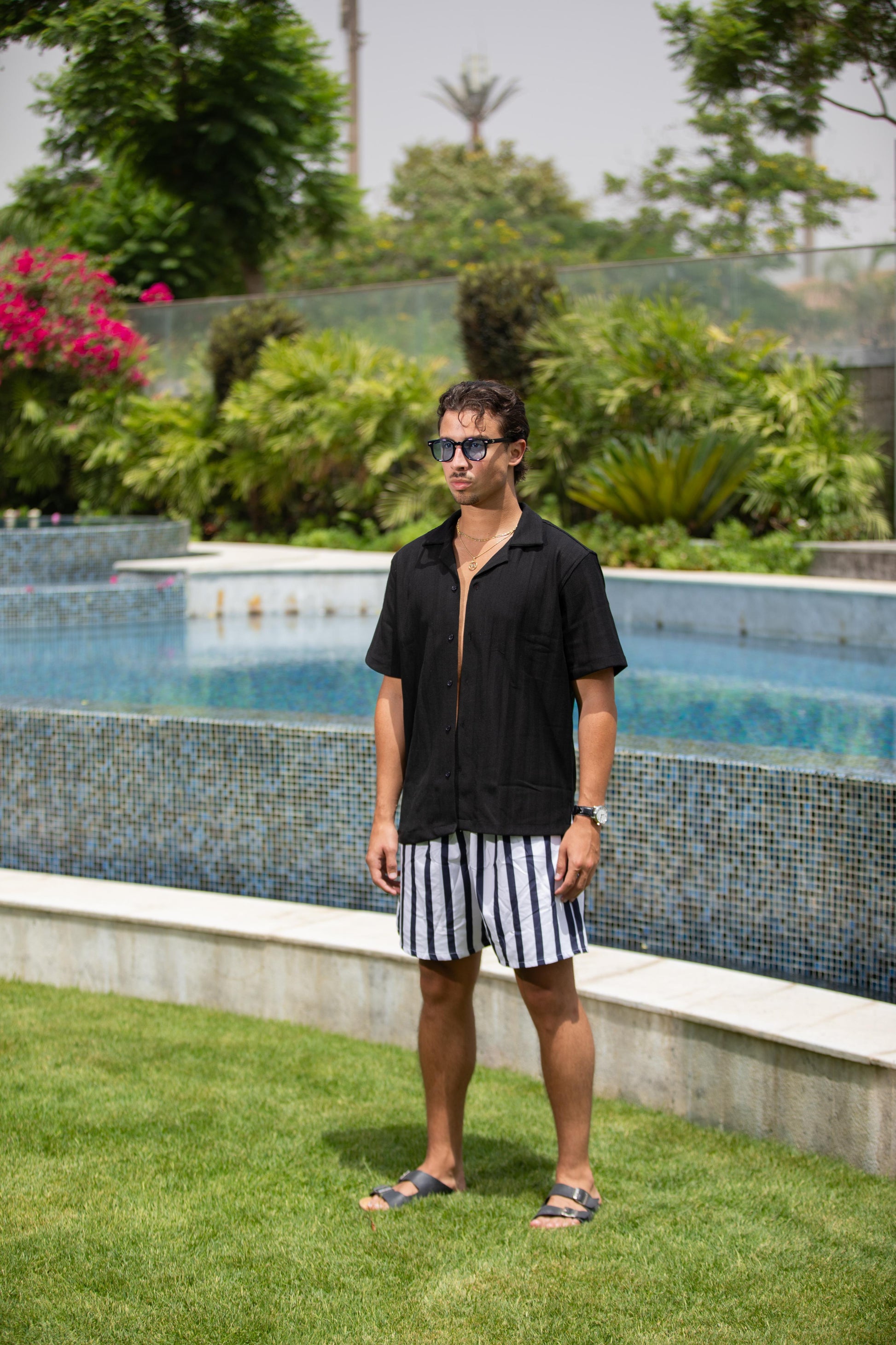 Black Knitted Striped Shirt