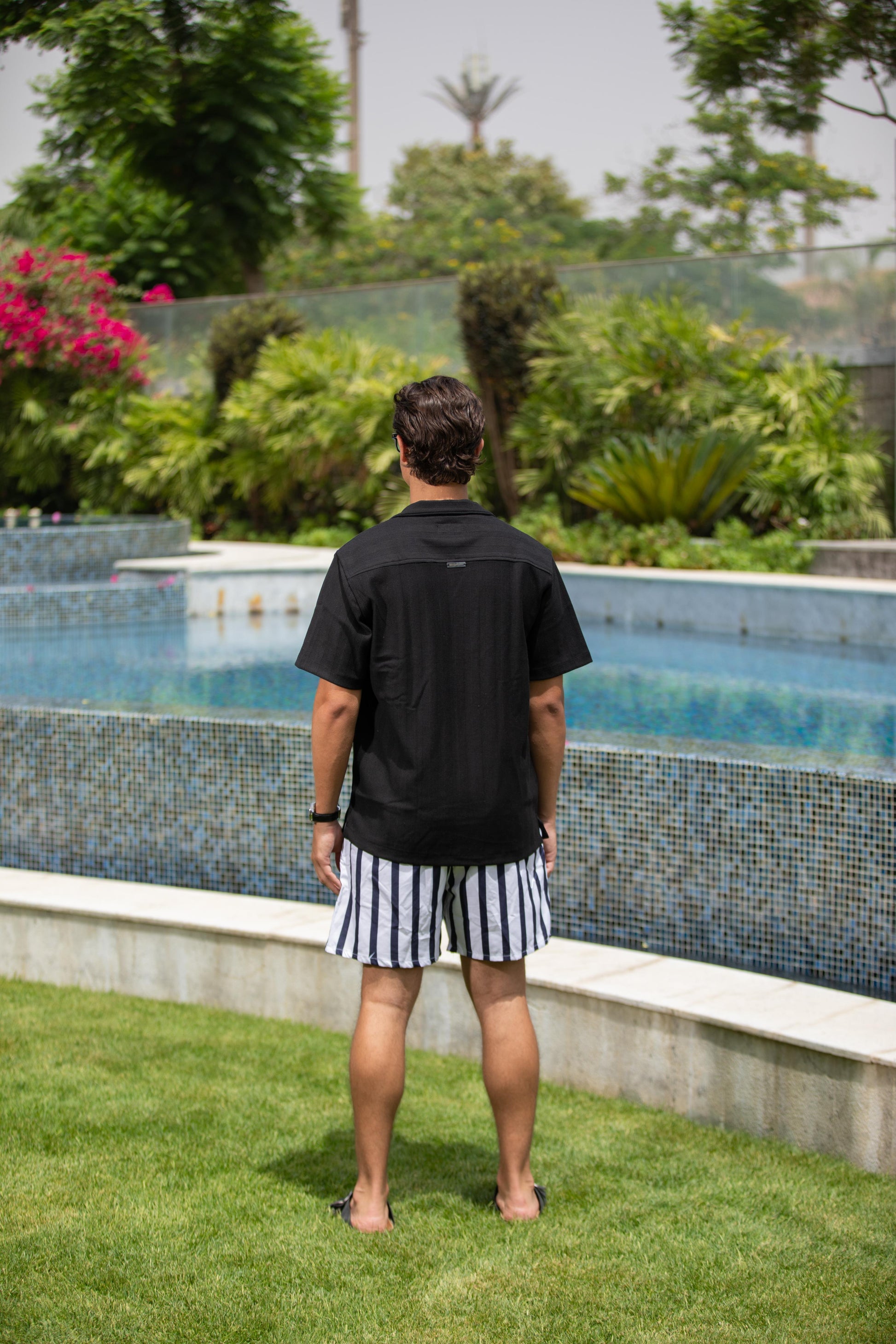 Black Knitted Striped Shirt