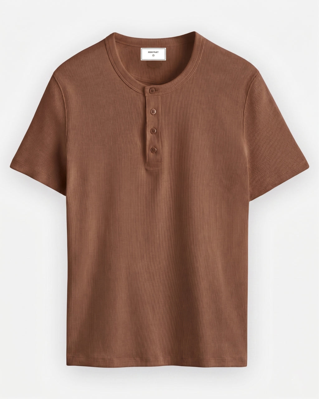 Ribbed Henley T-Shirt Brown