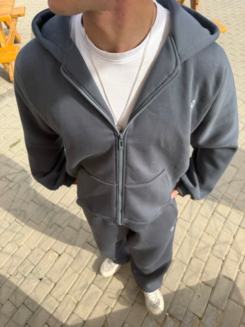 ESSENTIAL ZIPPER JACKET CHARCOAL GREY