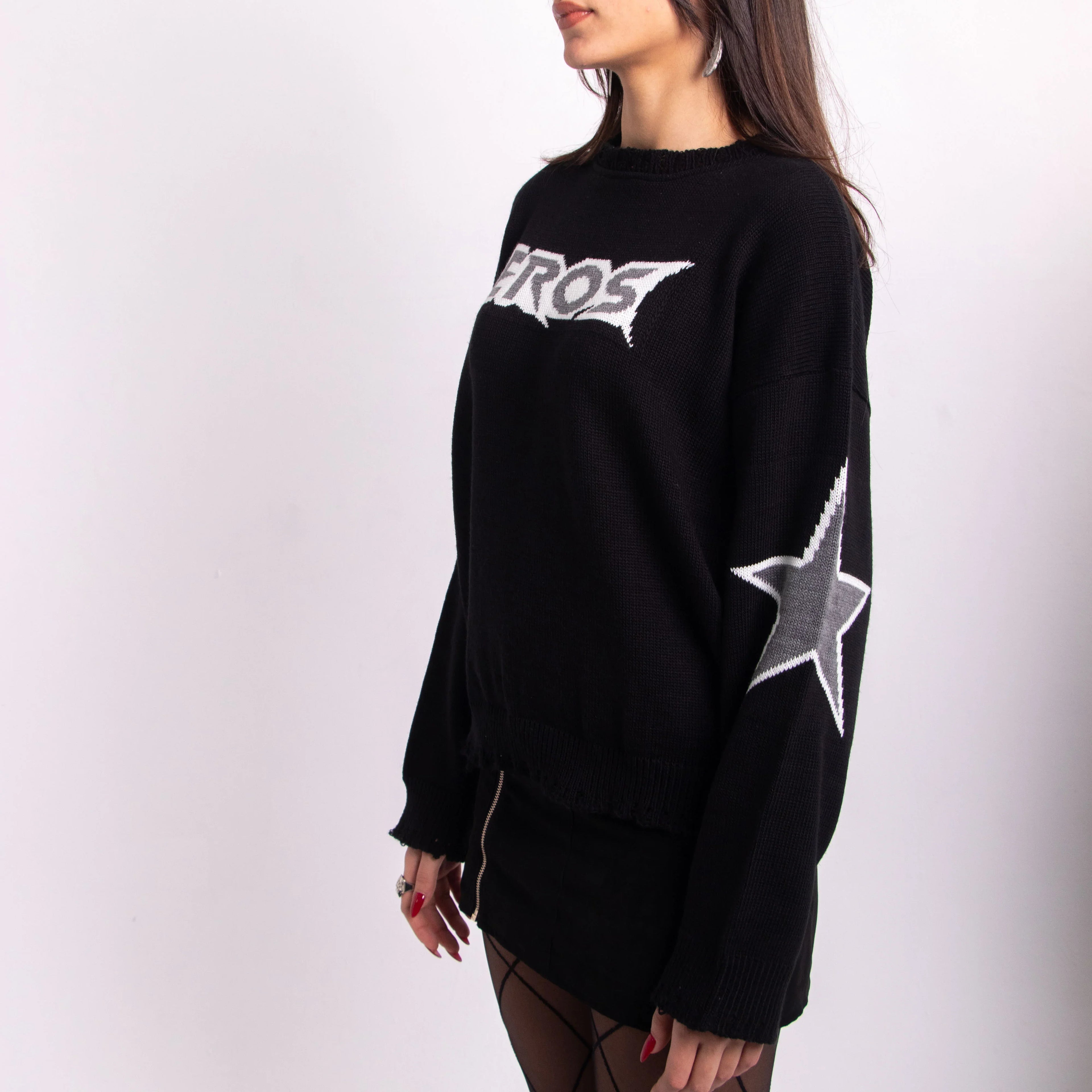 Eros Black Knit Crewneck