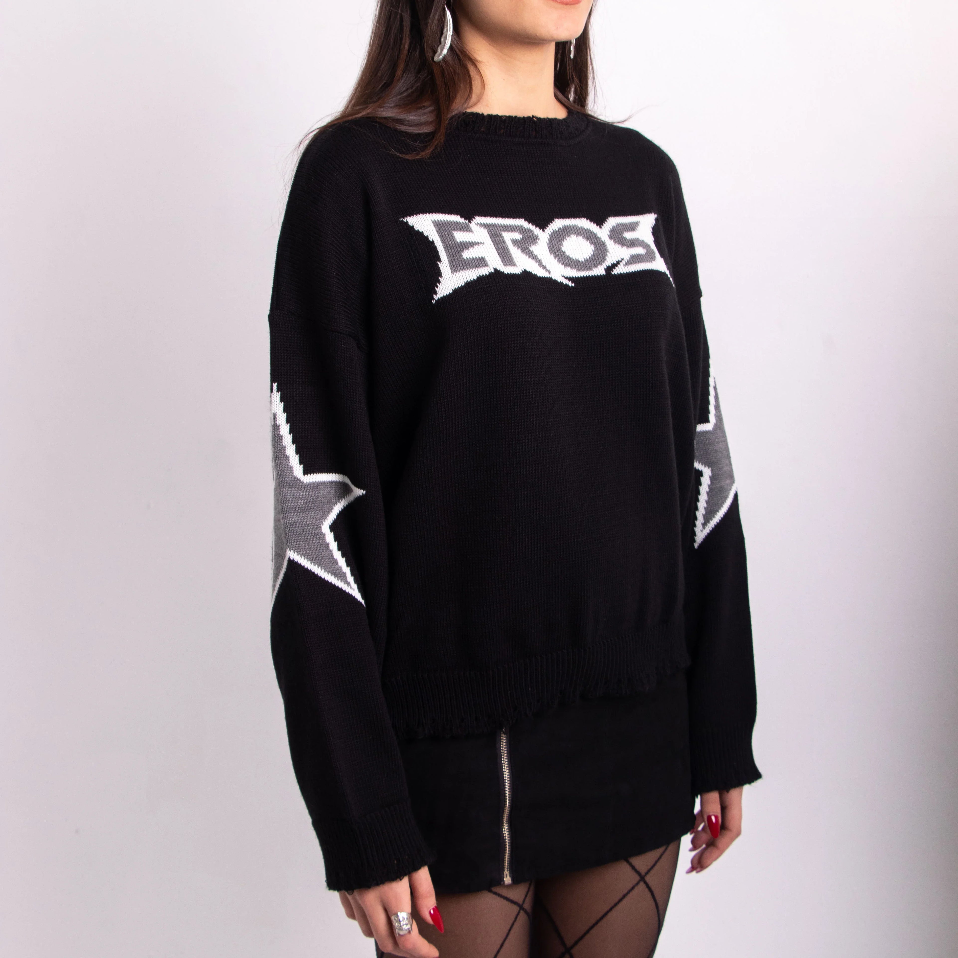 Eros Black Knit Crewneck