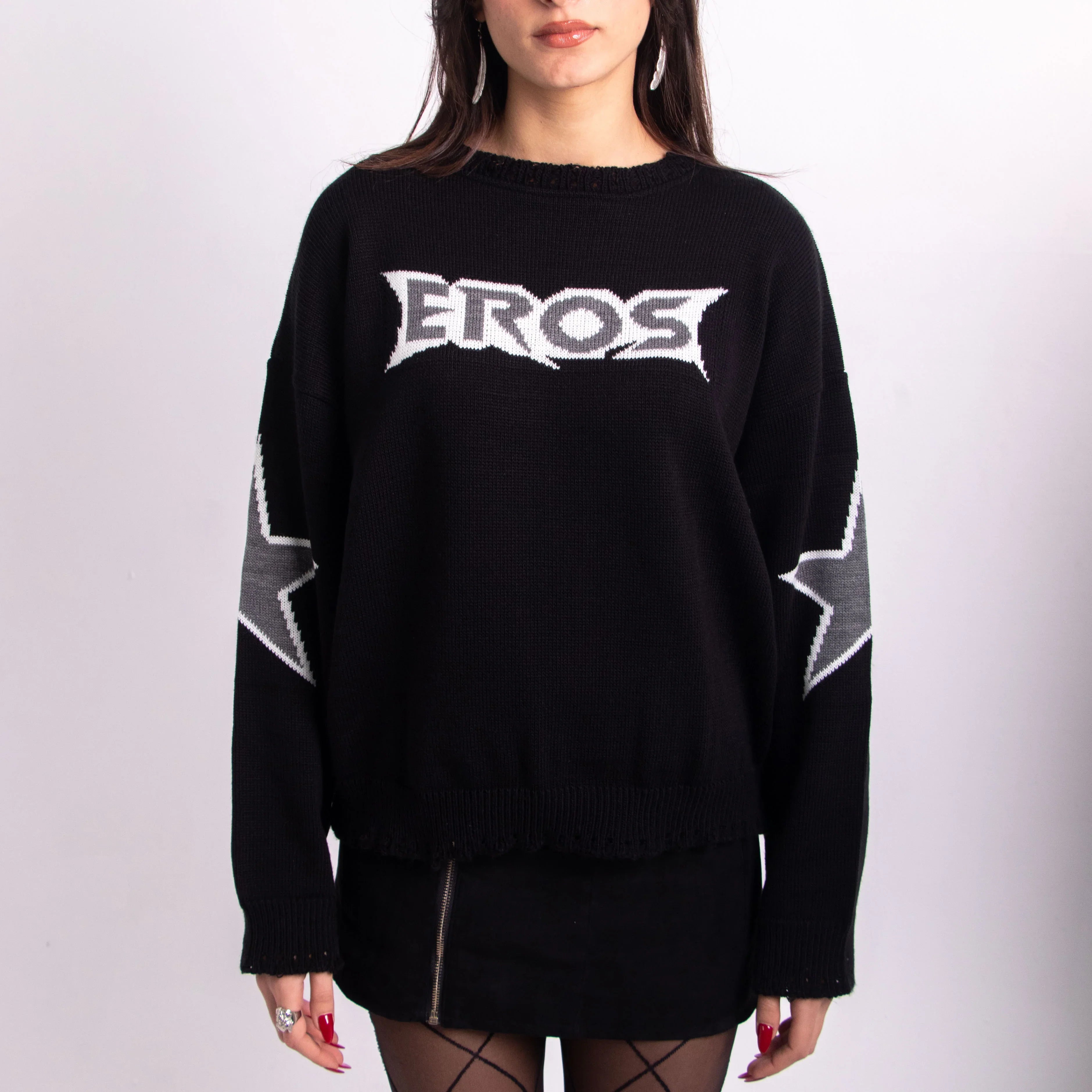 Eros Black Knit Crewneck