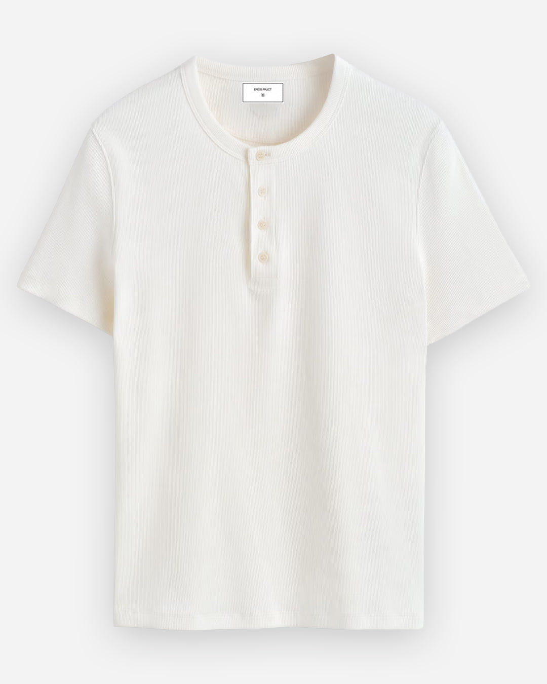 Ribbed Henley T-Shirt White