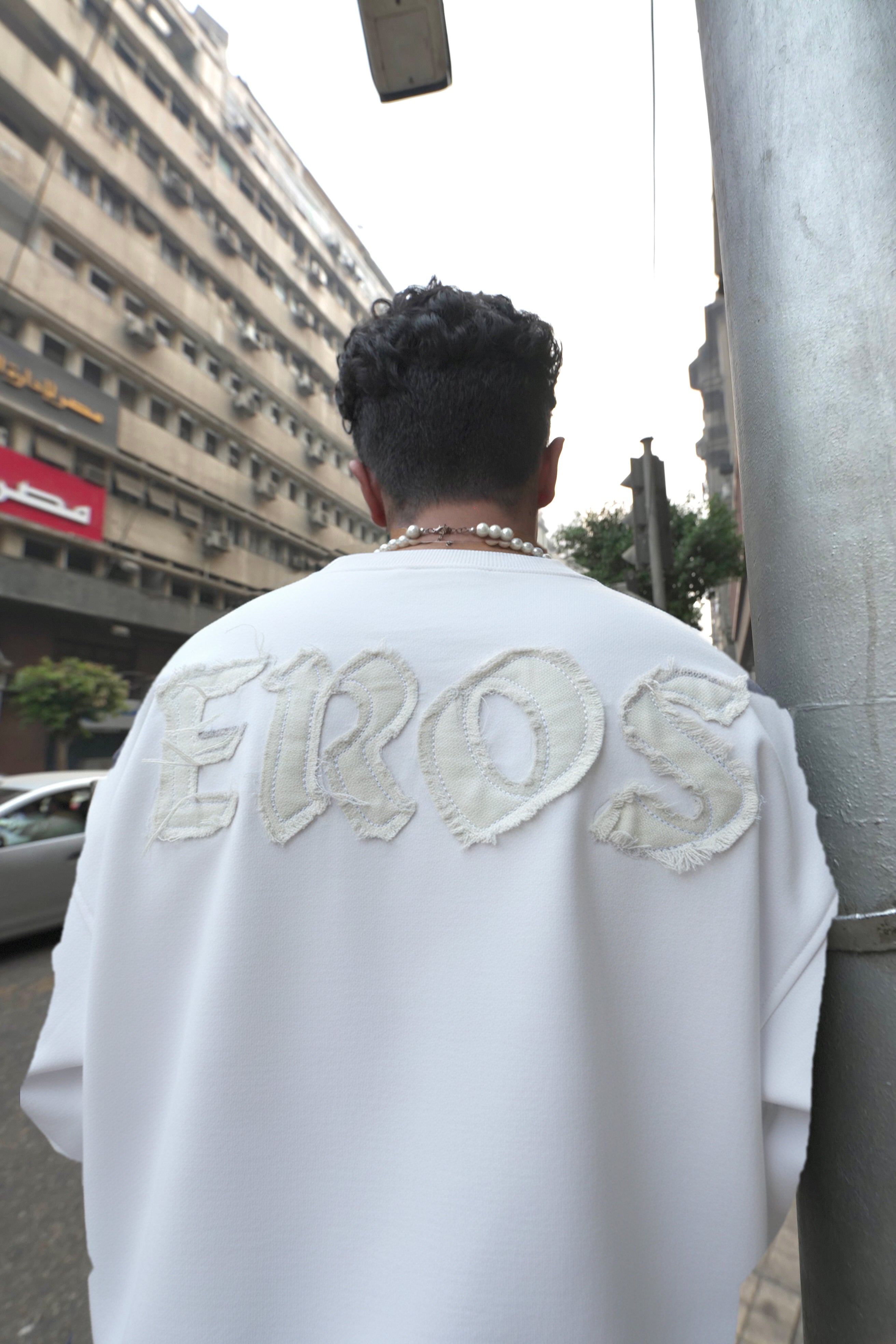 White Rebel Stitches Crewneck